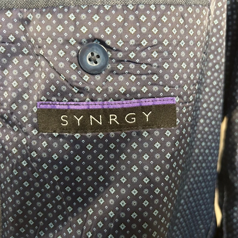 SYNRGY 3XL 54 56 Sport Coat Poly Rayon Blend Blue Two Button  Vented Formal